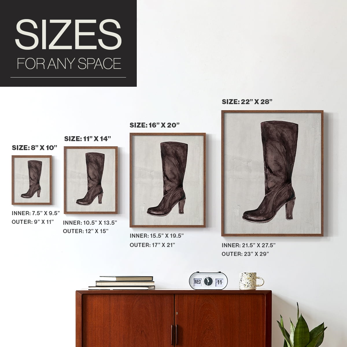 The Shoe Fits III V1 Framed Print in Brown Solid Wood Framed Print No Nail Hanging