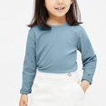 thumbnail image 2 of Povozer Cotton Girls Boys Long Sleeve Shirts Toddlers Crewneck Tee(Light Blue,10-12Y), 2 of 6