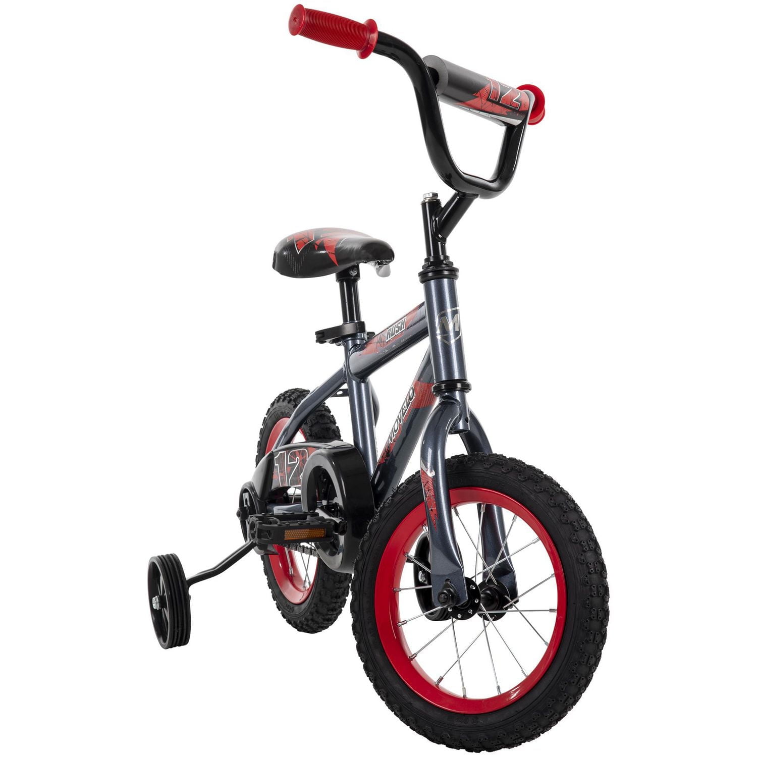 Movelo Rush 12-inch Bike for Boys, Grey/Red, Ages 3-5
