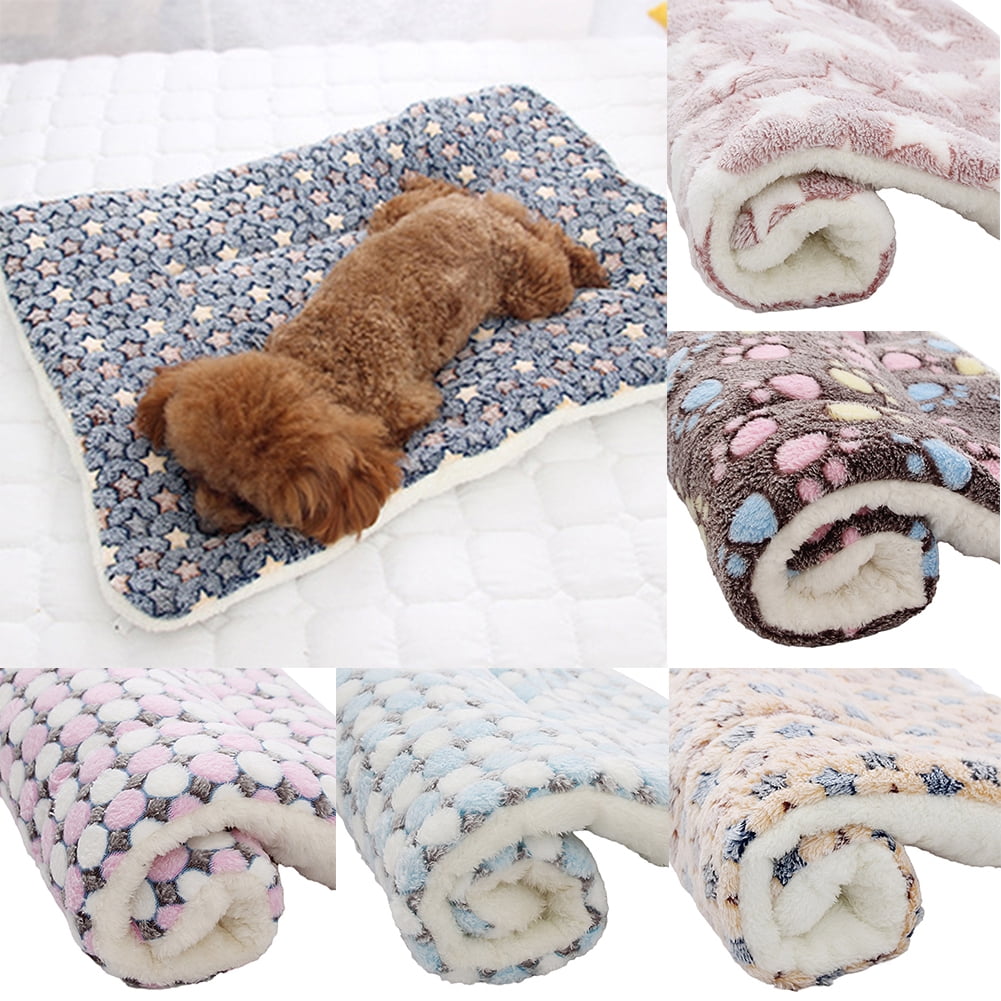UDIYO Pet Dog Cat Star Paws Bed Mat Soft Fleece Blanket Warm Sleeping Cushion Mattress