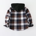 thumbnail image 7 of CAICJ98 Kids Little Boys Girls Baby Long Sleeve Button Down Hooded Plaid Flannel Shirt Toddler Boy Outfits (Coffee,3-6 Months), 7 of 7