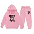 thumbnail image 3 of Zylarhe Girls Boys Sweatshirt Girls Outfits & Set Long Sleeved Hooded Hoodie Set for Stylish and Comfort Pink 10-11 Years, 3 of 3