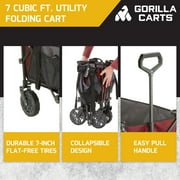 Gorilla Carts Collapsible Folding Wagon Cart, 7 Cu Ft Bed, 150 lb Load Rating, Red