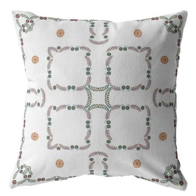 HomeRoots 413376 Coussin Décoratif en Daim Floral Blanc de 18 Po