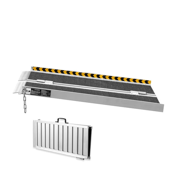 KFFKFF Compact Mobility Aid Ramp, 2 ft with 800 lbs Load-Bearing, Anti-Slip Aluminum Foldable Access Ramp, Versatile Wheelchair Ramp for Home Stairs, Steps, Doorways, and Curbs