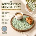 thumbnail image 2 of Rattan Serving Tray with Shell, Round Rattan Tray with Mother of Pearl Inlay, Wicker Tray with Natural Shell, Coffee Table Tray Decor, Serving Tray for Bread Fruits, 2 of 4
