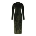 thumbnail image 5 of Swuxness Women Long Sleeves Bodycon Dress, Women Casual Maxi Dresses, Women's Solid Color Semi High Neck Knit Slim Comfortable Soft Long Dress Green, L, 5 of 5