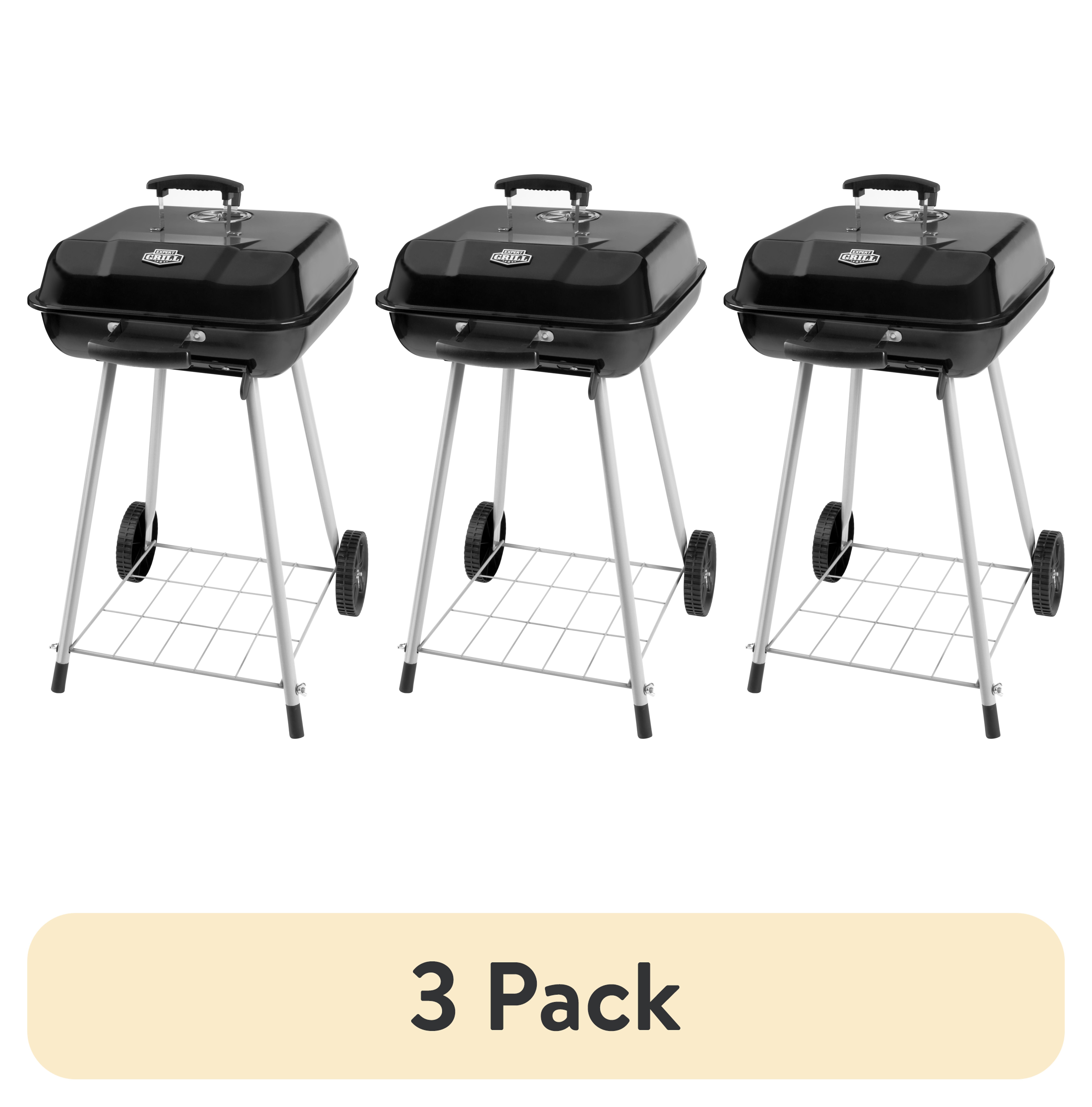 (3 pack) Expert Grill 17.5 Inch Charcoal Grill with Wheels and Adjustable Dampers