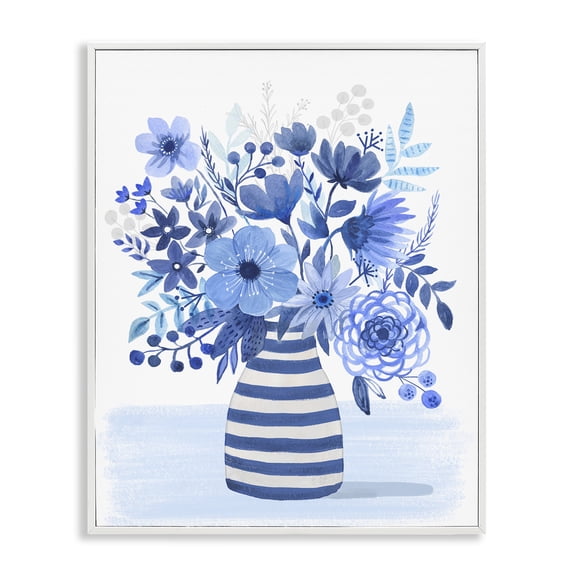 Stupell Industries Modern Blue Mixed Bouquet White Framed Giclee Art, 16 x 20, by Sharon Lee