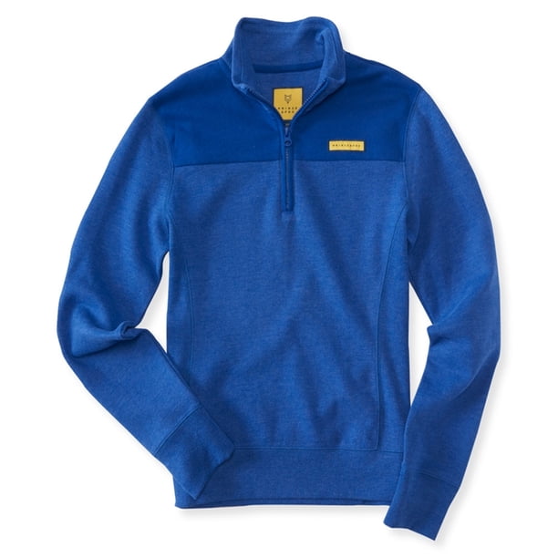 Aeropostale - Sudadera de forro polar 1/4 para mujer, azul, talla mediana