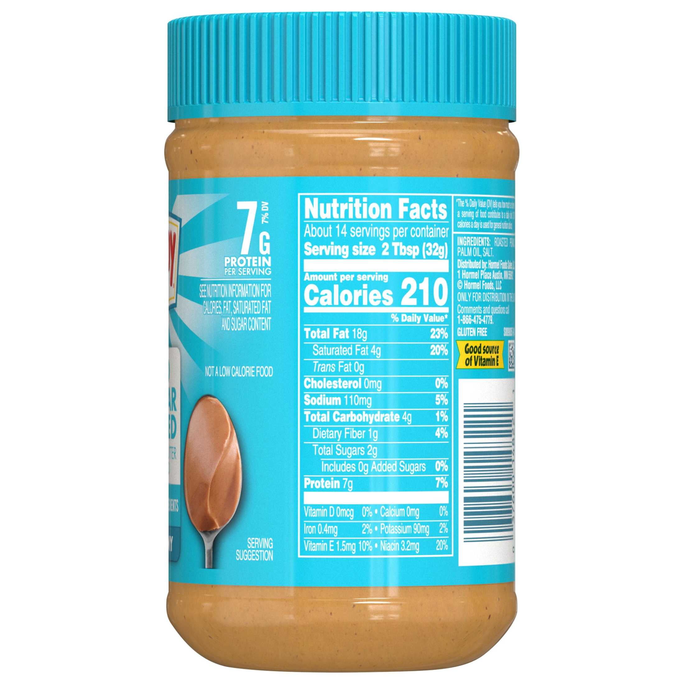 (4 pack) SKIPPY No Sugar Added Creamy Peanut Butter, Shelf-Stable, 16 oz Plastic Jar