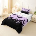 thumbnail image 2 of Manfei Halloween Spooky Flying Bat Twin Comforter Sets 2pcs, Festival Theme Bedding Set, Purple Black,Reversible,1 Comforter and 1 Pillowcase, 2 of 6