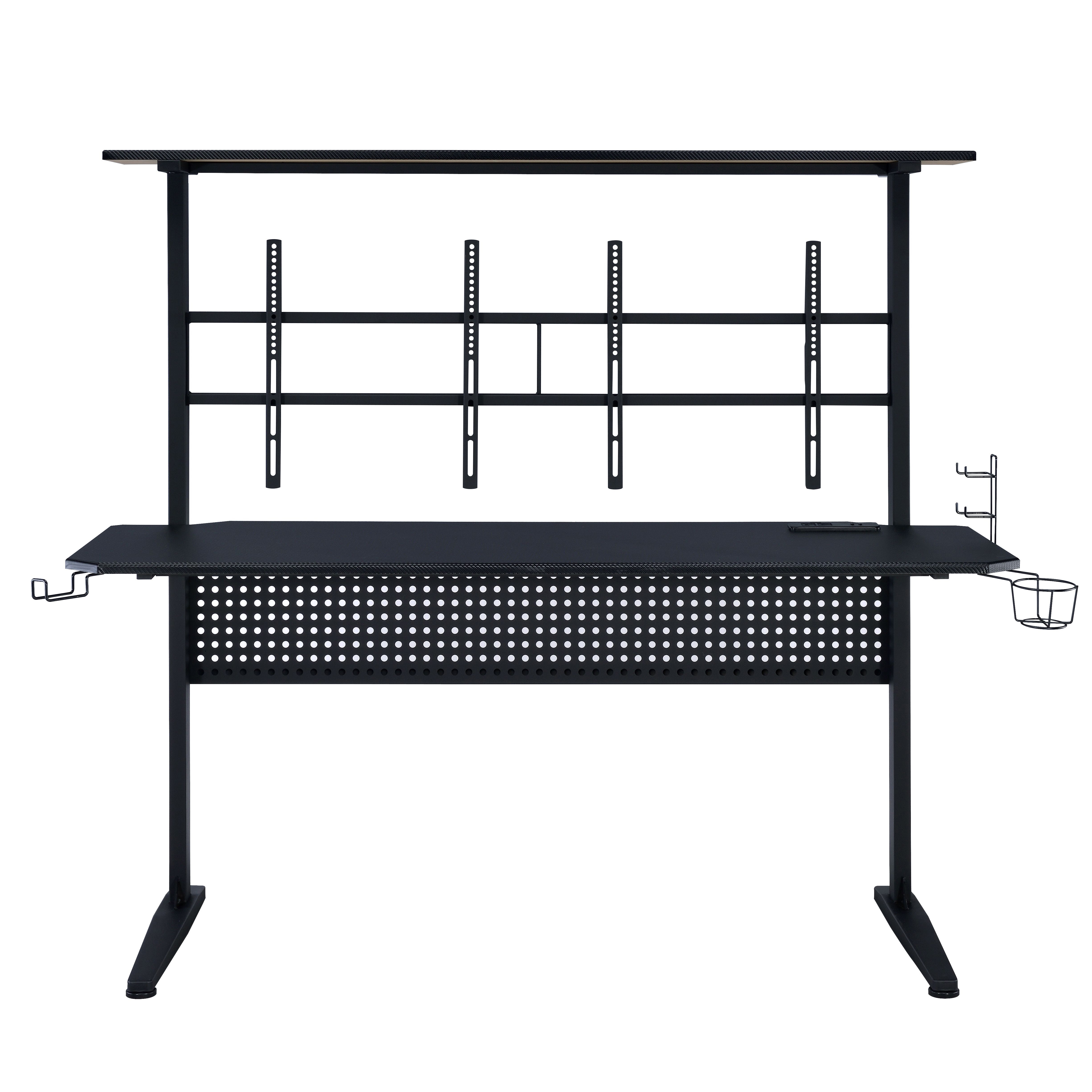 Pool Table, Black Gaming Desk with LED Light, Black Game Tables,Paper Composite Combination Game Tables, Furniture Game & Recreation Game Tables
