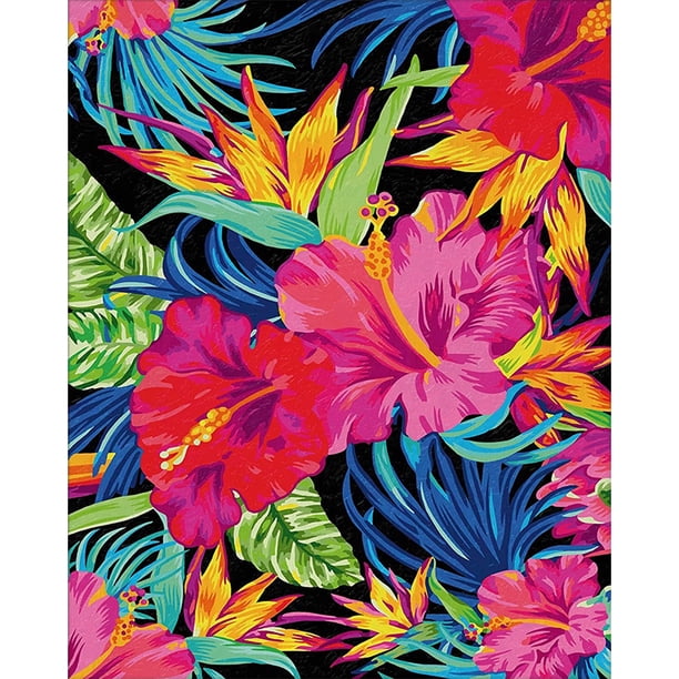 Cuadros Decorativos Flores hojas pintura al óleo por números Kit DIY dibujo sin marco imagen para adultos Ehuebsd Nuevos Originales