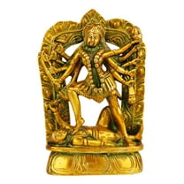 Brass World Brass Kali Maa Murti | Goddess Maha Kali Ten Arms Mahakali Kalika Maa Statue Sculpture Idol Murti Decor (Height 6.5 Inches Weight 1.5 Kg)