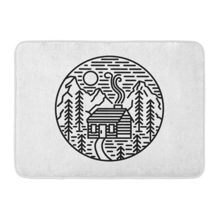 GODPOK Building Black Log Wooden Cabin in The Woods Hills and Mountains Linear White Abstract Camp Rug Doormat Bath Mat 23.6x15.7 (Best Wood For Log Cabin Building)