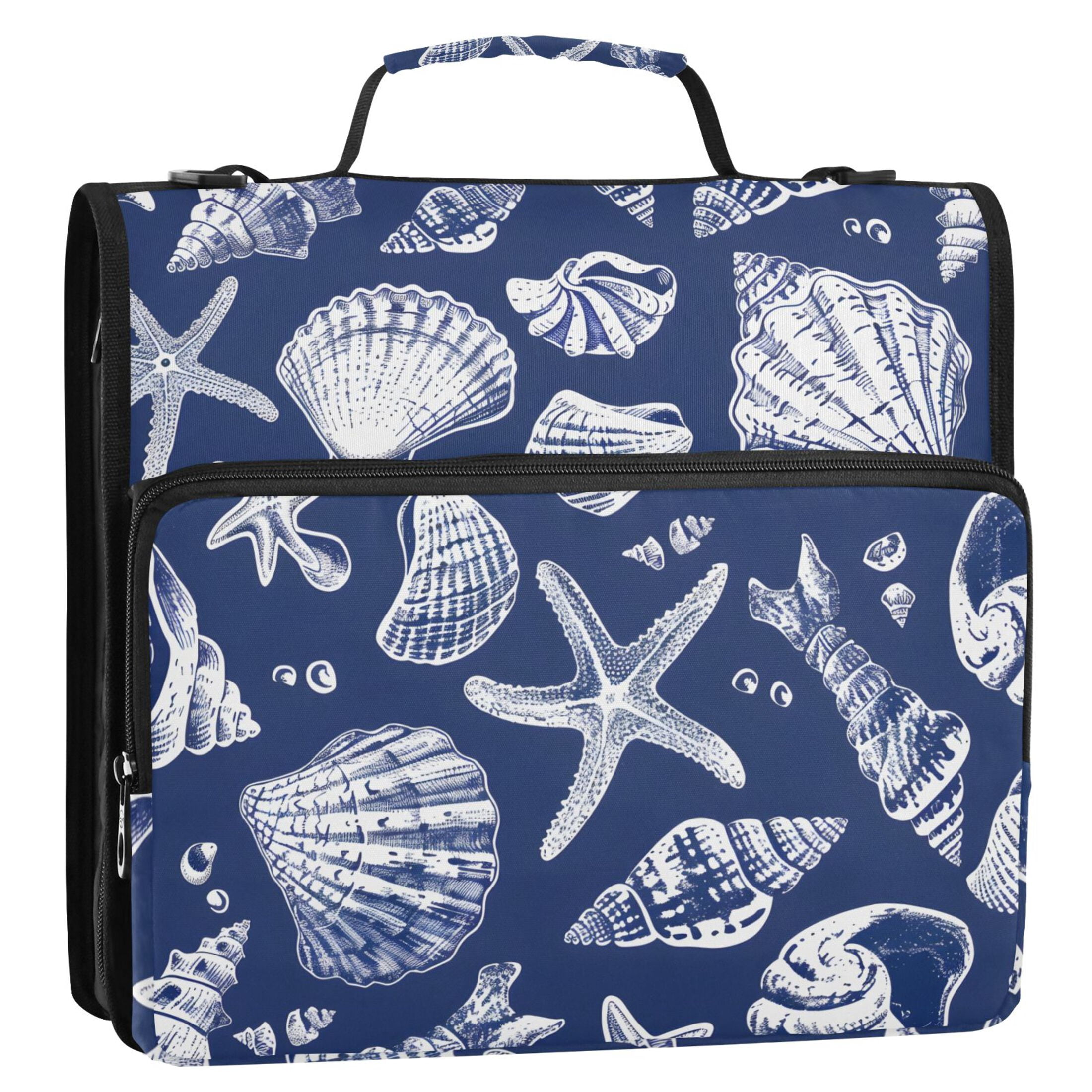 ALAZA Zipper Binder Sea Shells Starfish 3 Ring Trapper Keeper File Folder Organizer Bag