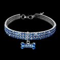 thumbnail image 1 of Increíble collar de 3 filas de diamantes de imitación para mascotas, gatos, perros, collares, joyas de hueso de diamantes de imitación brillantes, accesorios de boda para fiestas (azul-L) WD.WDQZL Hogar, 1 of 6