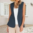 thumbnail image 2 of nerohusy Linen Blazer Vest Women Sleeveless Business Casual Open Front No Button Lightweight Summer Jacket Suit Vests Top Waistcoats Black,M, 2 of 8