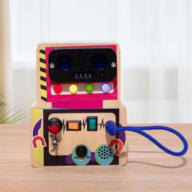 Tablero de actividades con interruptor de luz LED de madera para educación temprana para niños popular, juguete práctico de madera