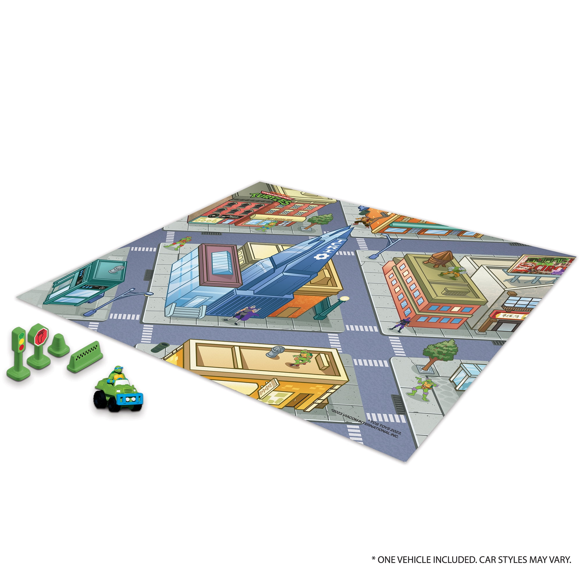 Imaginmat: Deluxe - TMNT - Floor Playmat & Toy Car, 30.5 x 20.5", Character Vehicle & Road Accessories, Durable EVA Foam Mat, Licensed, Kids Ages 3+