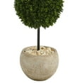 thumbnail image 2 of 45” Boxwood Double Ball Artificial Topiary Tree in Sand Colored Planter (Indoor/Outdoor) by Nearly Natural, 2 of 4