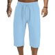 thumbnail image 2 of Pantalones capri de lino para hombre: pantalones de playa holgados con cordón ajustable, corte amplio, cintura ajustable, bolsillos profundos, ropa informal de verano, 2 of 3