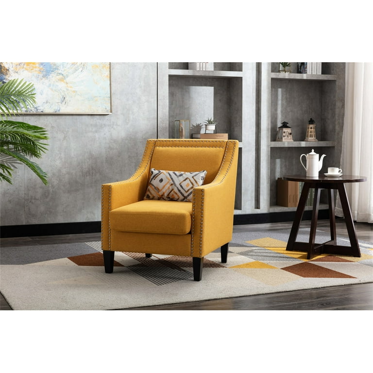 Modern Upholstered Living Room Chair, Linen Fabric Accent Chair