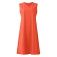 thumbnail image 5 of CIENVNSTG Summer Sleeveless V-Neck Beachwear Solid Oversized Dress Female Fashion Elegant Maxi Dress Saffron 2XL, 5 of 7