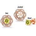 thumbnail image 5 of Gem Stone King 18K Rose Gold Plated Silver Stud Earrings with Jackets Mystic Topaz and Moissanite (2.72 Cttw), 5 of 6