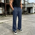 thumbnail image 7 of LEKWK Men's Athletic Track Pants Casual Loose Fit Sweatpants Front Seam Detail Trousers Elastic Waist with Drawstring Workout Gym Running Comfort Activewear Navy L, 7 of 7