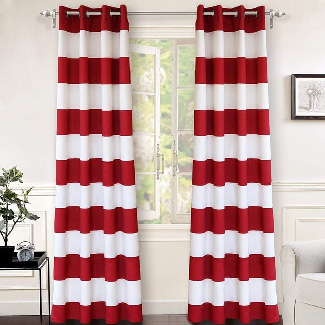 Cortinas DriftAway Rayas Rojas para Oscurecer la Habitación con Ojales x2