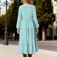 thumbnail image 6 of SERTG Girls Fashion Print Long Sleeve Round Neck Dress with Pockets Kids Spring Summer Casual Everyday Outfit Skirts(Light Blue,6-7 Years), 6 of 6