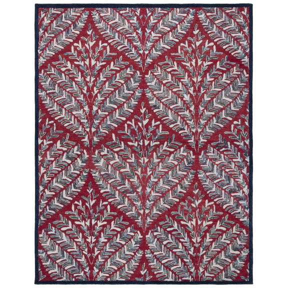 SAFAVIEH Capri Proinsias Leaves Wool Area Rug, Red/Green, 8' x 10'