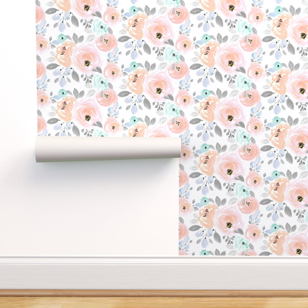PeelandStick Removable Wallpaper Floral Blush Vintage Nursery Peony