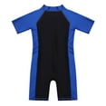thumbnail image 4 of Sxiwei Boys Girls One Piece Shorty Wetsuit Swimsuit Swimwear UPF 50+ Sun Protection Bathing Suit Rash Guard Blue&Black 12, 4 of 7