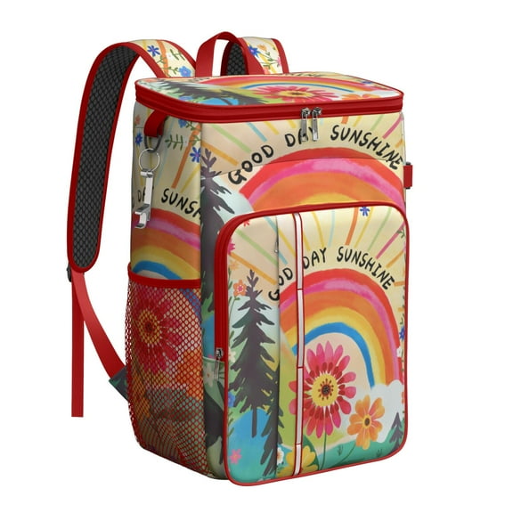 Stripes Cooler Backpack - 20L Insulated Soft Cooler Bag, Symmetrical Design for Beach & Travel