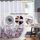 thumbnail image 5 of Cortina de ducha de 183 x 213 cm con diseño de hierbas y flores silvestres moradas y ganchos. Cortina de baño con hojas botánicas y mariposas. Tela impermeable y lavable para decoración de baño., 5 of 6