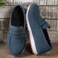 thumbnail image 4 of Womens Loafers Antislip Thick Sole Platform Sneakers Round Toe Suede Comfy Arch Support Slip on Walking Shoes Blue Size 7.5, 4 of 7
