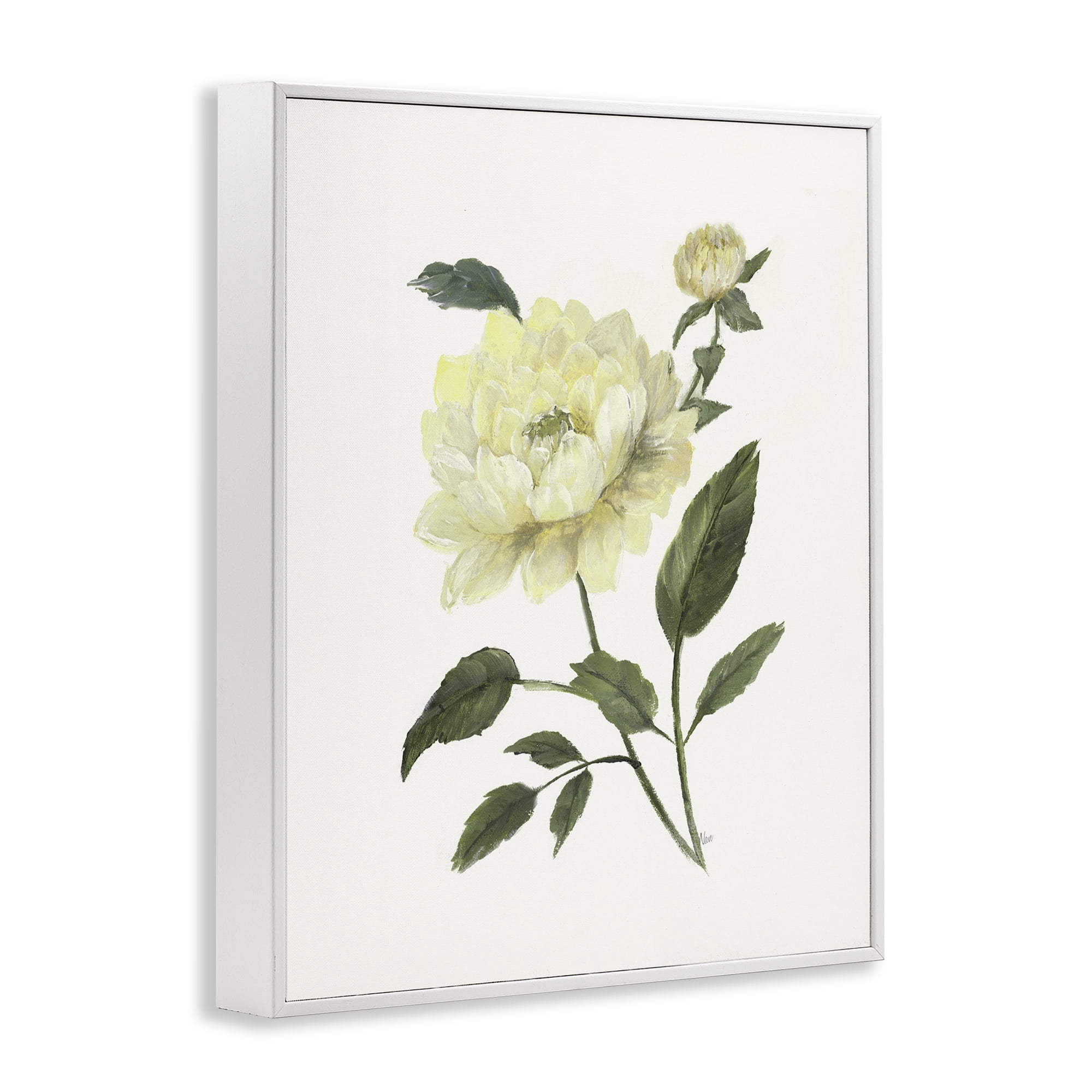Stupell Industries Cream Garden Peony with Buds White Framed Giclee Art, design by Nan