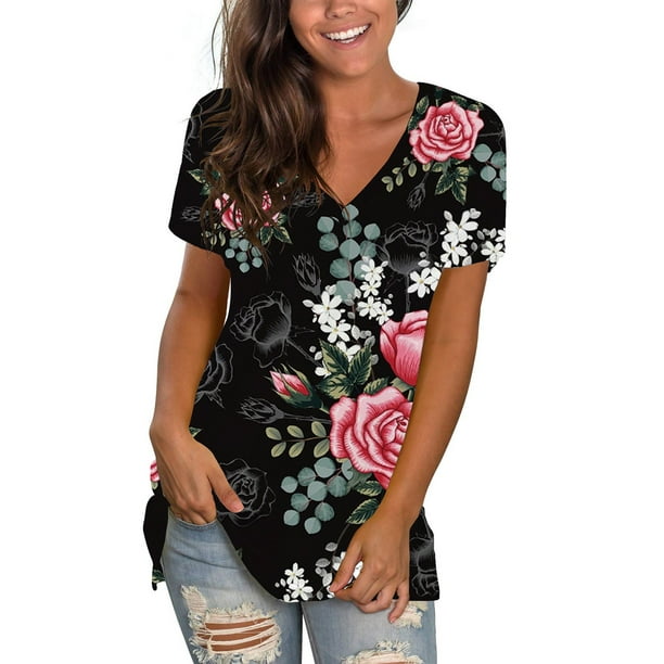 Birdeem Fashion Woman Causal V-Neck Printing Blouse Short Sleeve T-Shirt  Summer Tops 