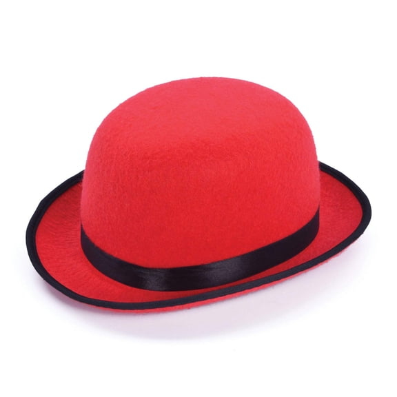 Bowler Hat Red Hats Unisex One Size Adult Fancy Dress Party Book Week Halloween