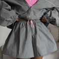 thumbnail image 4 of Women's Oversized Jacket and Mini Skirt Set, Drawstring Streetwear Two Piece Outfit, 4 of 8