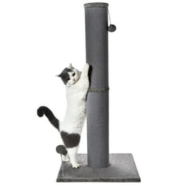 34-Inch Tall Cat Scratching Post With Sisal Rope, Mouse Hole & Hanging Toys For Indoor Cats