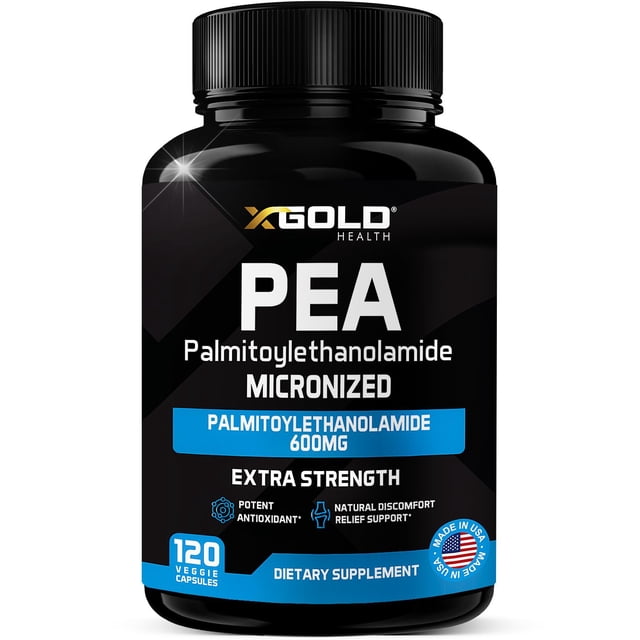 Palmitoylethanolamide Pea Supplement 600 mg | Micronized Pea 99% Highly Purified and Bioavailable | Made in USA | Supplement for Men and Women - 120 Capsules