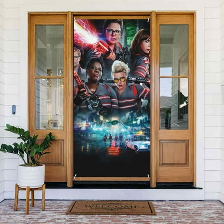 Ghostbusters Door Cover Decorated Banner Tapestry Home Decoration Holiday Party Supplies Door Banner Porch Sign Banner 72.8 x 35.4 Inch