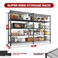 thumbnail image 6 of REIBII 58" Wide Storage Shelves Unit 5 Tier Wire Shelving Rack Adjustable Metal Storage Shelves Heavy Duty Garage Shelving 1400Lbs Steel Shelf for Kitchen Pantry Basement,Black, 6 of 11