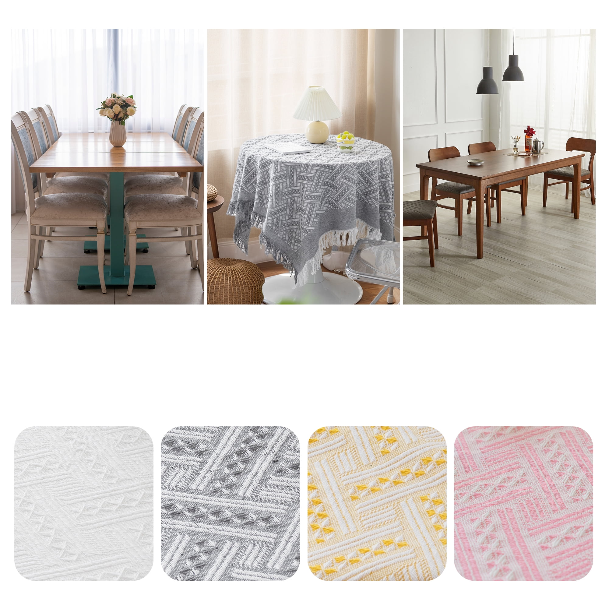 Unique Bargains Tablecloths with Tassel for Multiple Use Light Gray 35.4"x35.4"