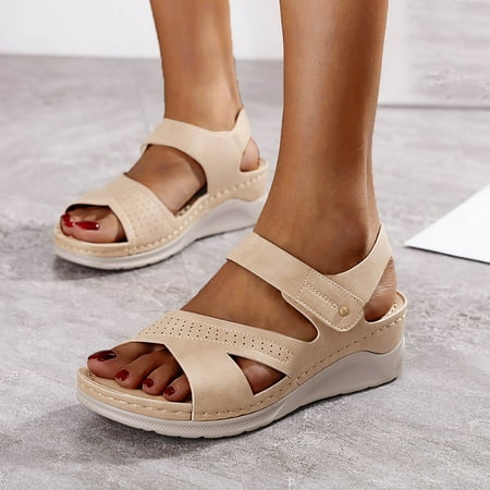 

Aayomet Platform Sandals Women Fashion Casual Outdoor Breathable Women s Thick-soled Leisure Shoes Sandals Women s sandals Beige 6.5