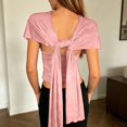 thumbnail image 3 of Adjustable Strap Knotted Backless Tank Top Casual Slim Fit Sleeveless Shirt for Women Daily WearPinkOne Size, 3 of 5